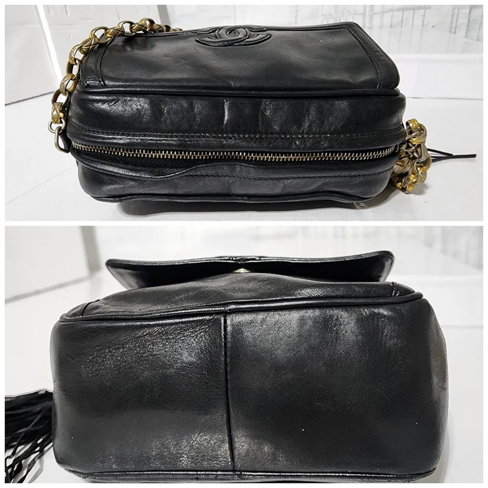 Chanel Lambskin Vintage Mini Fringe Camera Bag Black - Picture 11 of 15